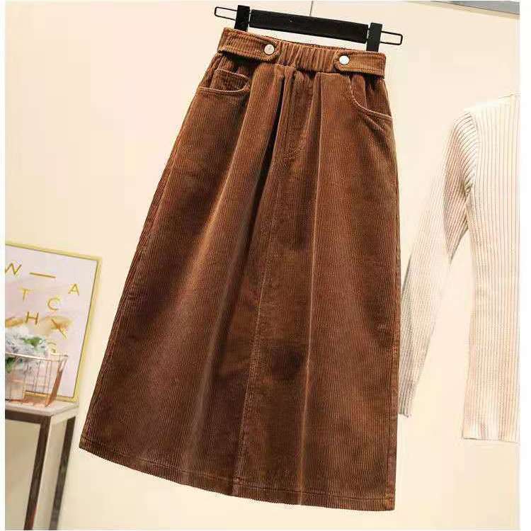 Fall/winter Corduroy Skirt Women Long Loose High Waist A-line Skirt Plus Size Corduroy Skirt