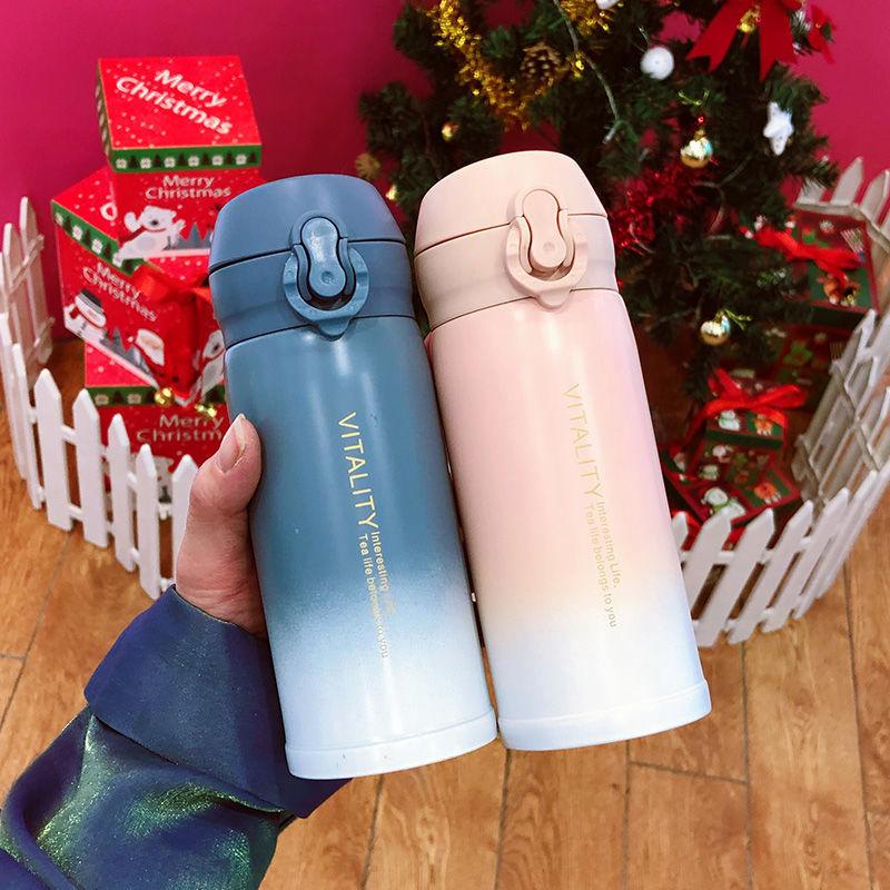 Thermos Cup Gradient Color Vacuum Flask Male and Female Students Simple Cup Creative Personality Fresh Portable Pop Lid Water Cup