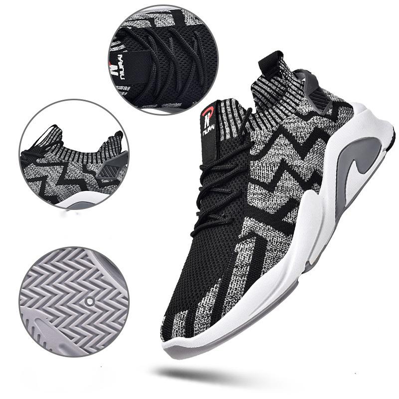 Casual All-match Running Shoes Flying Woven Breathable Student Shoes Men's Mesh Low-top Sneakers