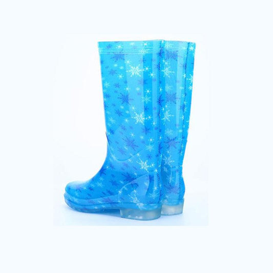 Floral High Shoes Women PVC Anti-skid Waterproof Crystal Water Boots Rubber Shoes High Boots Fashion Work Shoes