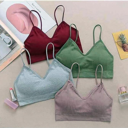 Korean Version of The Anti-glare Fashion Sweet and Sexy Breathable Threaded Sling Beautiful Back Vest Tube Top No Steel Ring Bra