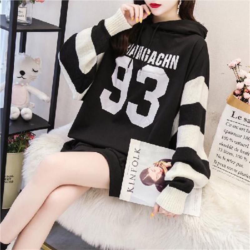 Cotton women's sweatshirt wild large size long sleeve warm hooded Tops autumn and winter sweater