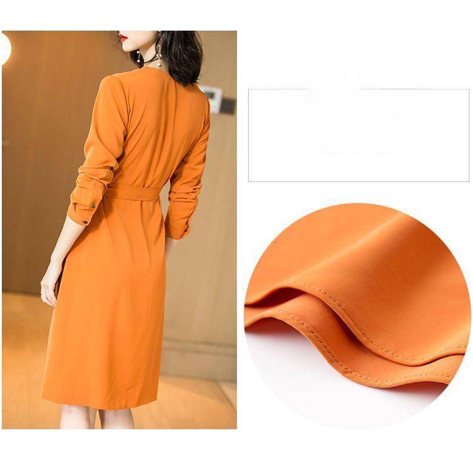 Autumn Dress Slim V-neck Short Women's Temperament Waistband Stitching Long-sleeved Dress