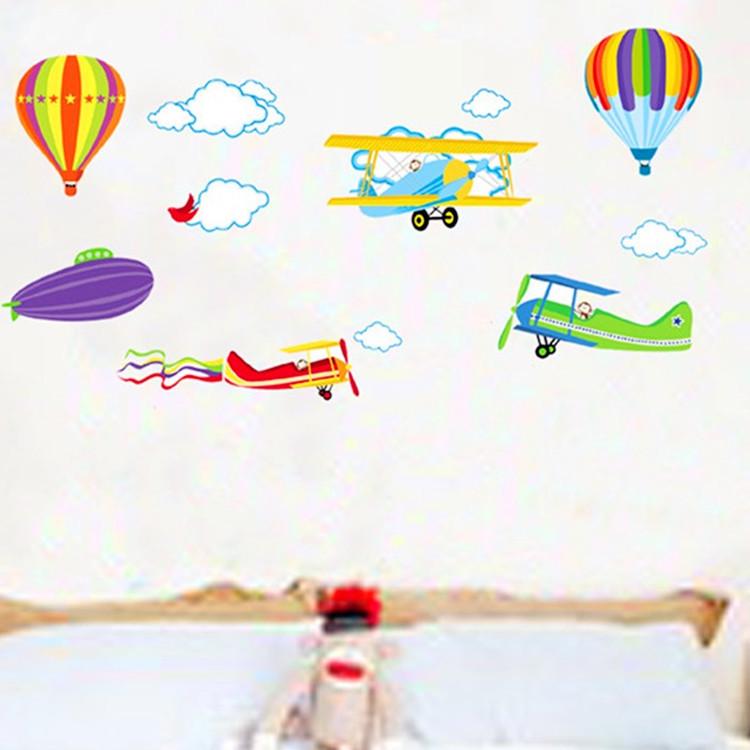 Colorful hot air balloon aircraft Children's bedroom bedroom kindergarten decorative wall stickers