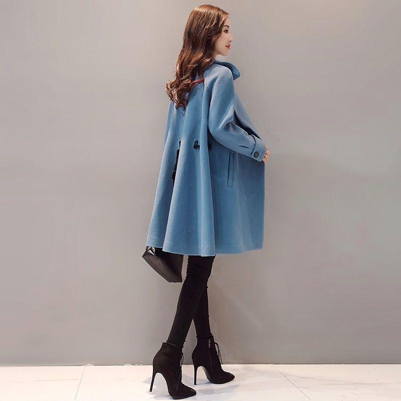 Winter and Spring Women's Mid-length Woolen Coat Fashionable Loose Popular Woolen Coat