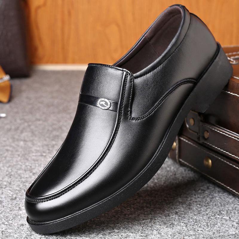 Leather Shoes Large Size Leather Shoes Breathable Round Shoes Casual Leather Shoes Business Shoes Middle-aged Business Shoes Men