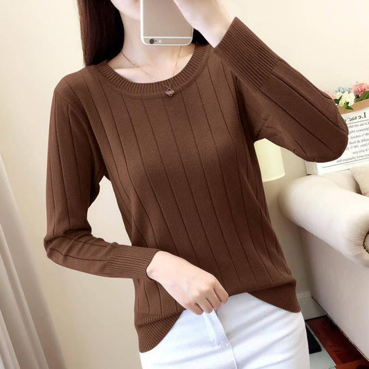 Sweater Women Solid Slim O-Neck Warm Knitwear Winter Long Sleeve Ladies Tops