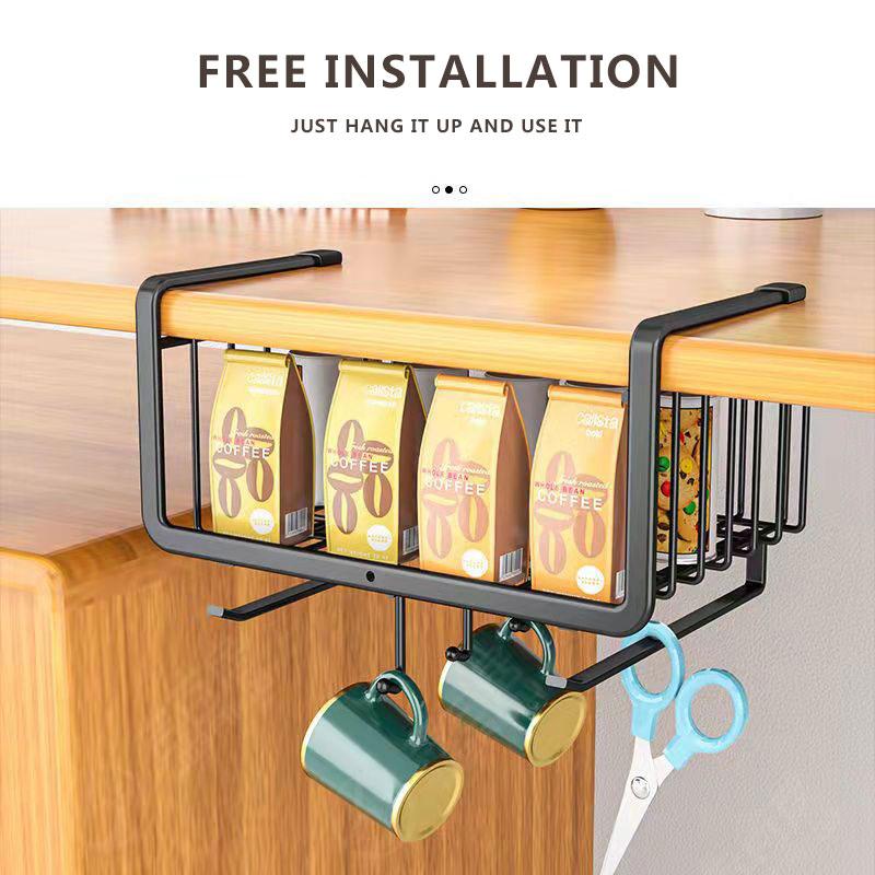 Kitchen Shelves Cabinets Hangers Wardrobes Layered Storage Rack Hooks Hanging Baskets Cabinets Tables Storage Tools Closet Upside Down Shelf