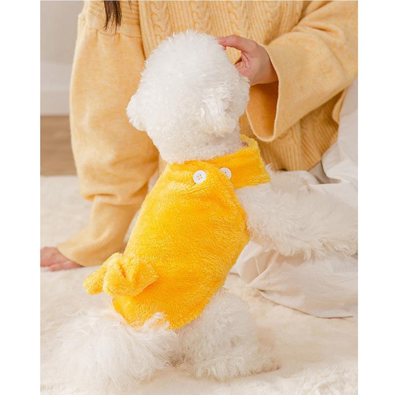 Autumn and Winter Puppy Dog's Clothes Vest Bow Fleece Vest Teddy Small Dog Two-legged Cat Clothes Pet Clothing Solid Comfortable Puppy's Jumpsuit