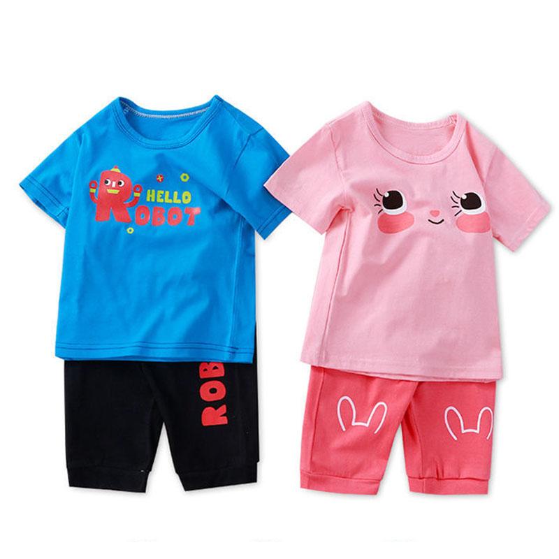 Summer Children's Cotton Short-sleeved Suit Children's Half-sleeved Shorts Boys and Girls Summer Clothes Baby T-shirt