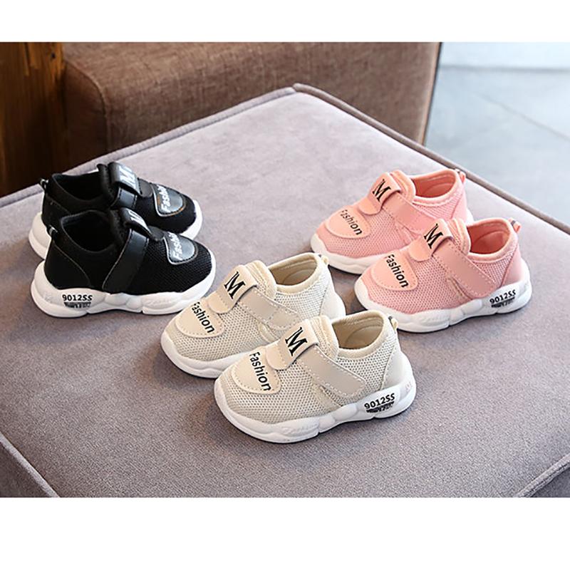 Men's and Women's Baby Spring Mesh Sneakers 0-3 Years Old 2 Infant Soft-soled Toddler Shoes All-match Breathable Leather Single Shoes