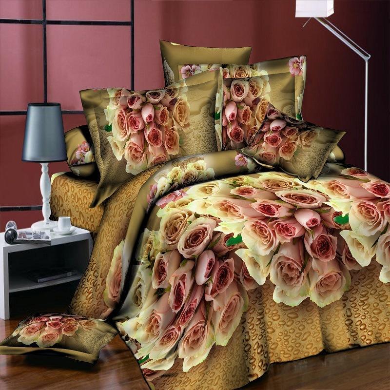 Duvet Cover Set 3D Oil Painting Bed In A Bag 4pcs Bedding Sets Flat Bed Sheet Comforter Duvet