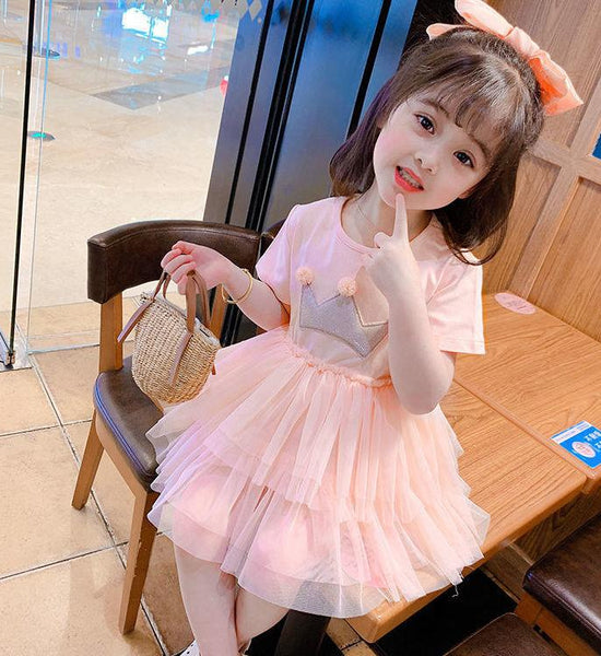 Girls Dress Summer Children Cake Dress Super Western Princess Dress Fairy Net Gauze Dress