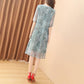 Summer High Quality Floral Chiffon Silk Dresses Fashion Vintage Plus Size Midi Dress Elegant Women Bodycon Vestidos