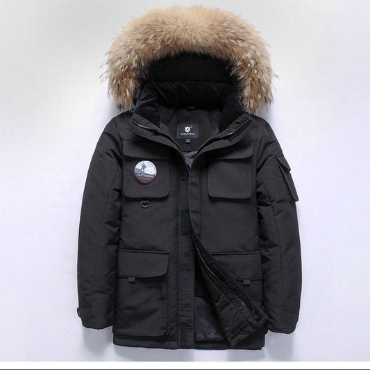 Winter Medium and Long Section Cotton Clothing Large Size Down Jacket Trend Leisure Men's Clothes