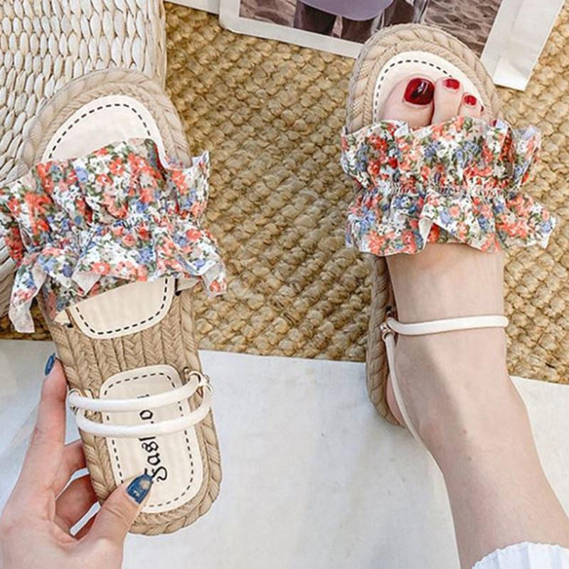 Flower Two-wear Sandals  Slippers  Women's Outer Wear Summer Fashion Comfortable  Breathable All-match Beach Shoes