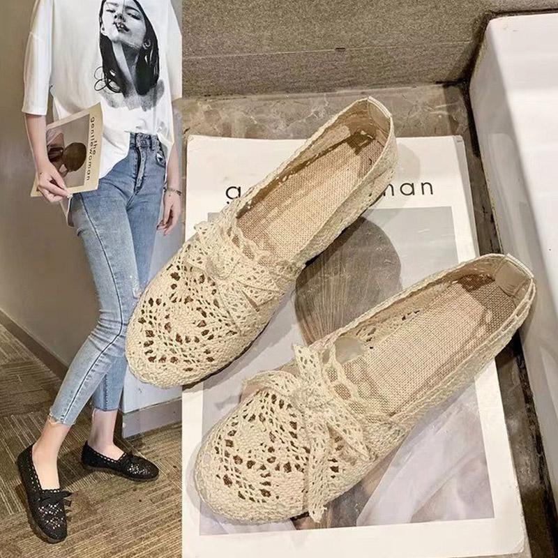 Fisherman Shoes Women Summer Mesh Breathable Hollow Flat Soft Bottom Beanie Shoes Casual Cloth Shoes