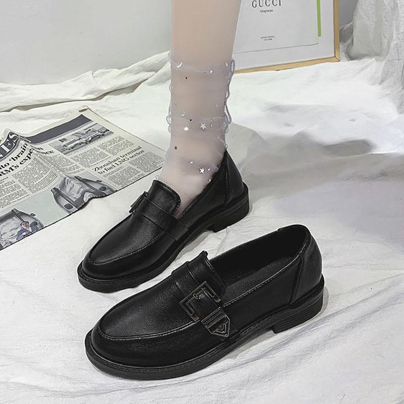 Black Small Leather Shoes Women Spring and Autumn Korean Wild Loafers Lazy Shoes Single Shoes Casual Shoes