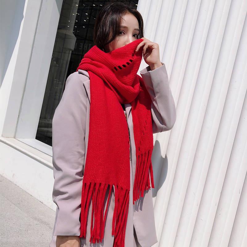 Scarf Knitted Autumn Winter Female Warm Scarf Women Girls Tassel Scarf Wool Scarf Shawl