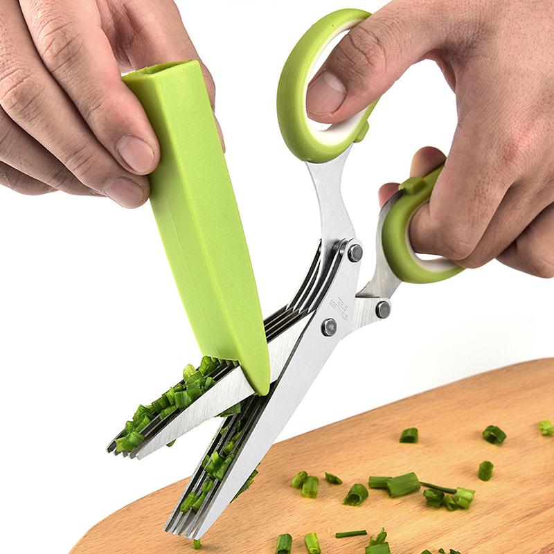 5-Leaf Vegetable Scissors Stainless Steel Food Scissors Multi-function Kitchen Supplies Heavy Sharp Scissors