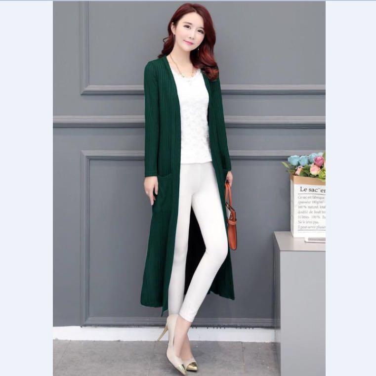 Women's Knit Cardigan Sweater Wild Medium Long Long Sleeve Trench Coat Outer Shawl Coat