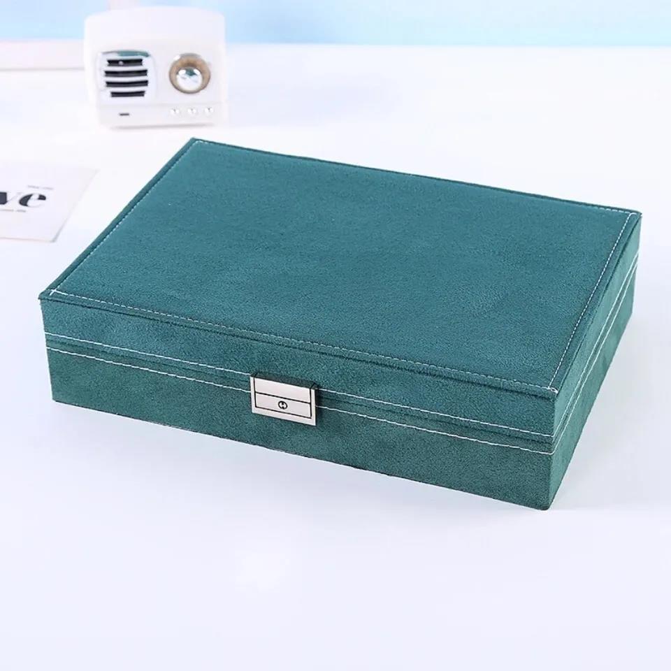 Green Flannel Jewelry Storage Earrings Ring Multifunctional Jewelry Storage Box Creative Necklace Dark Green Jewelry Box