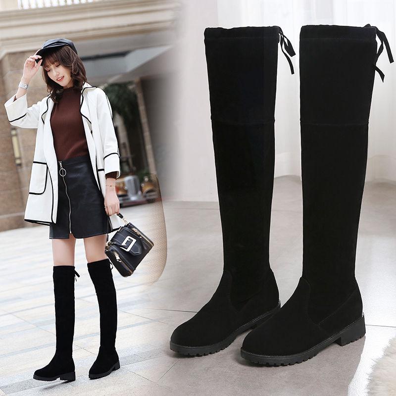 Flat Thigh High Boots Winter Women Over The Knee Boots Suede Ladies Boots Woman Shoes Boots 2019