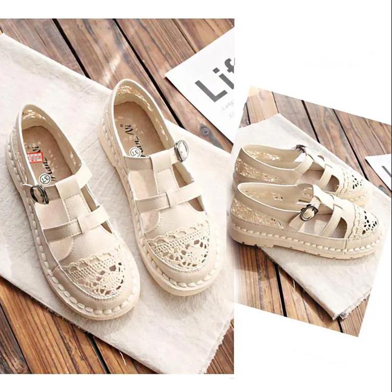 Ladies Casual Flat-bottomed Loafers Ladies Knitted Rattan Hollow Casual Shoes Hollow Comfortable and Breathable Toe Cap Roman Sandals Women