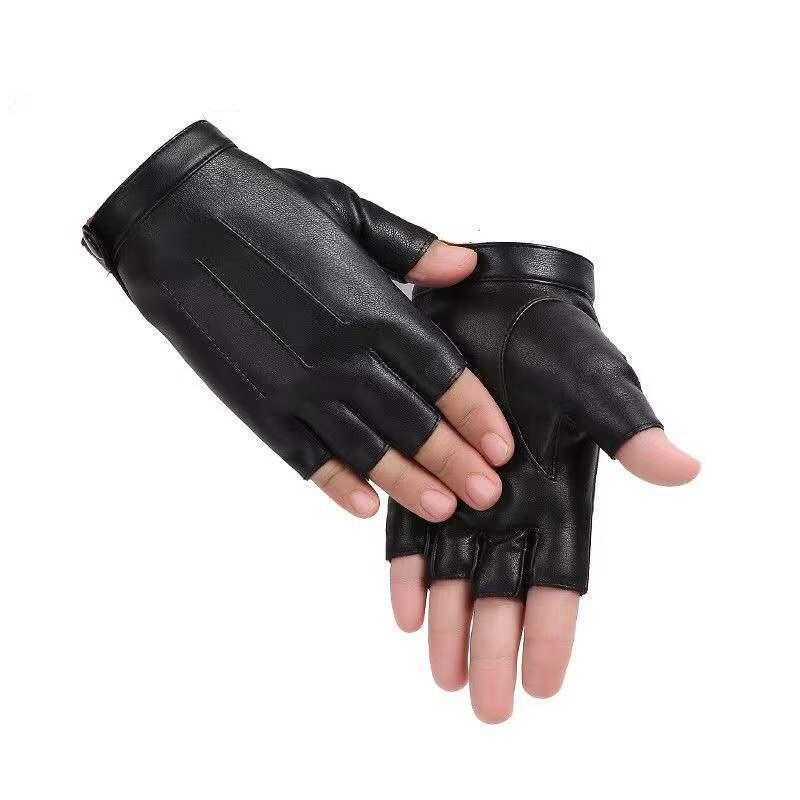 Women's Leather Half-finger Gloves Outdoor Driving Riding Fingerless Fitness Sports Gloves Biking Mittens Wear-resistant Gloves