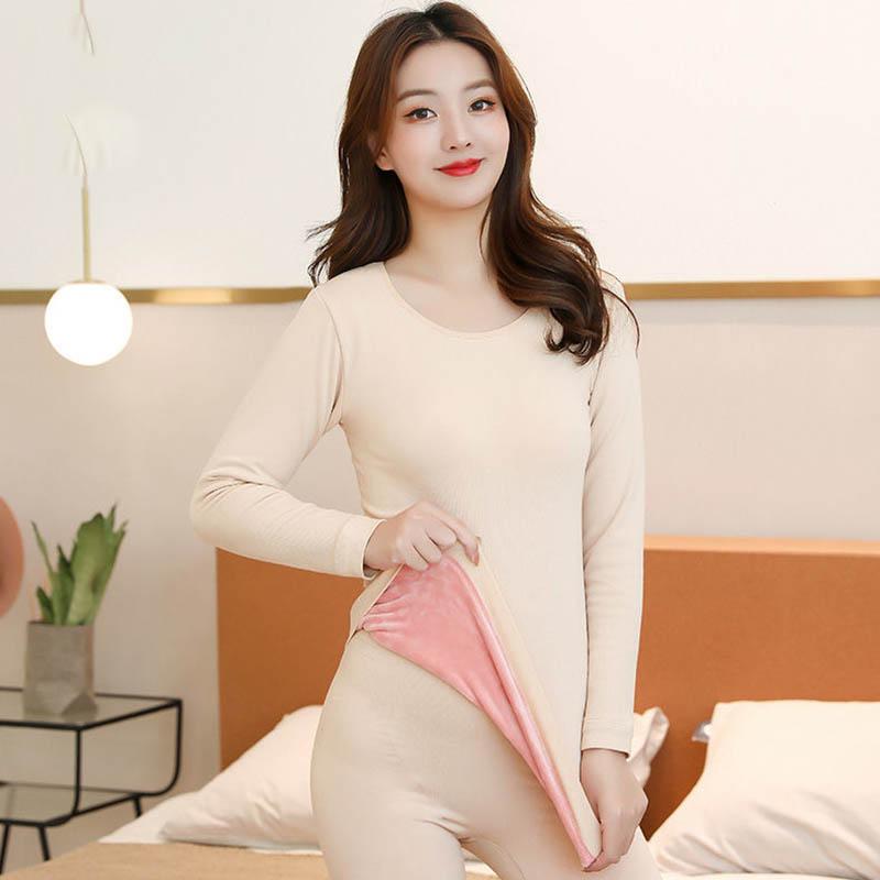 Autumn and Winter Warmth and Velvet Padded Round Neck Underwear Women's Tight Autumn Clothes Body Shaping Body Bottoming Shirt