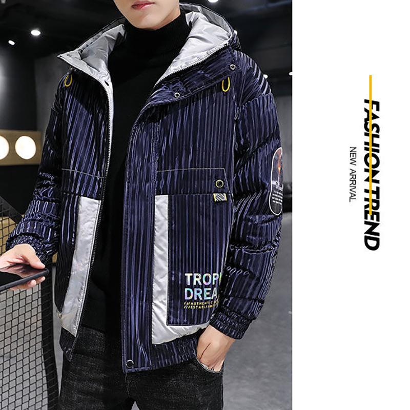 Winter Men's Trend Short Down Down Cotton Jacket Trendy Brand Glossy Workwear Winter Hooded Warm Jacket