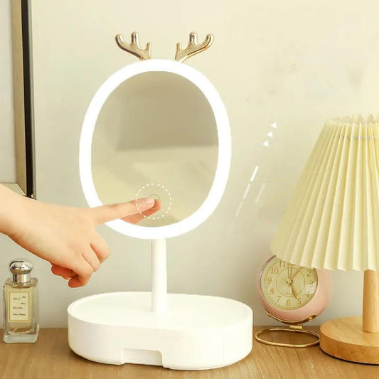 3 Levels Ligthing LED Makeup Mirror Portable Travel Desktop Mirror Three-speed Adjustable Touch Screen USB Charging