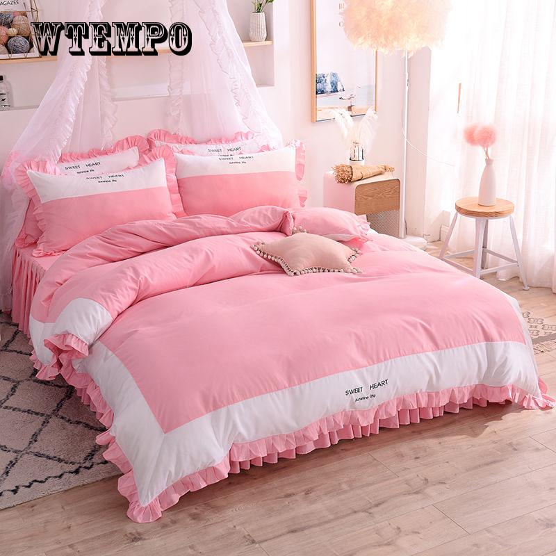 Princess Style 100% Cotton Bedding Set  Duvet Cover 4pcs Single Twin Queen King  Size Quilt Cover