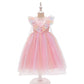 Girls Frozen Dress Aisha Princess Dress Summer Children Rainbow Tutu Skirt Gradient