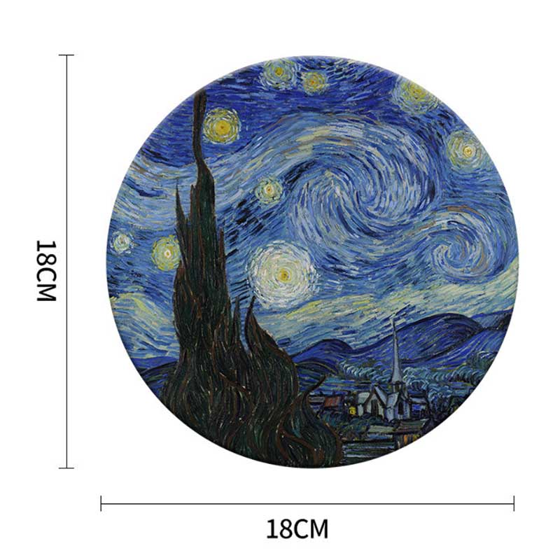 1pcs/3pcs/5pcs 18*18cm Van Gogh Diatom Mud Absorbent Pad Coaster Anti-scalding Non-slip Heat Insulation Pad Water Coaster