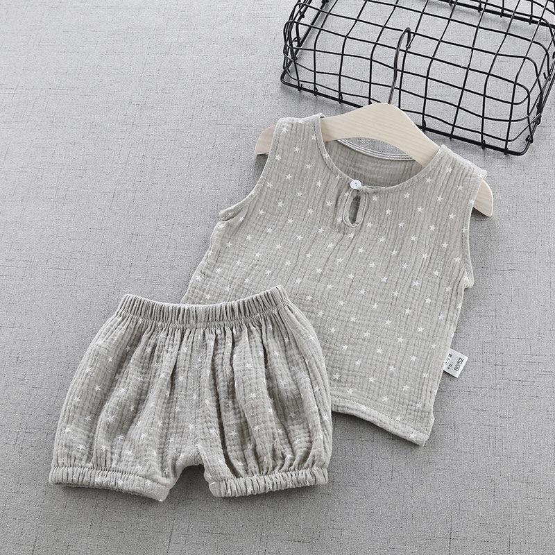 Cotton Baby Sets Leisure Sports Boy and Girl T-shirt + Shorts Sets Toddler Clothing Baby Boy and Girl Air Conditioning Clothes