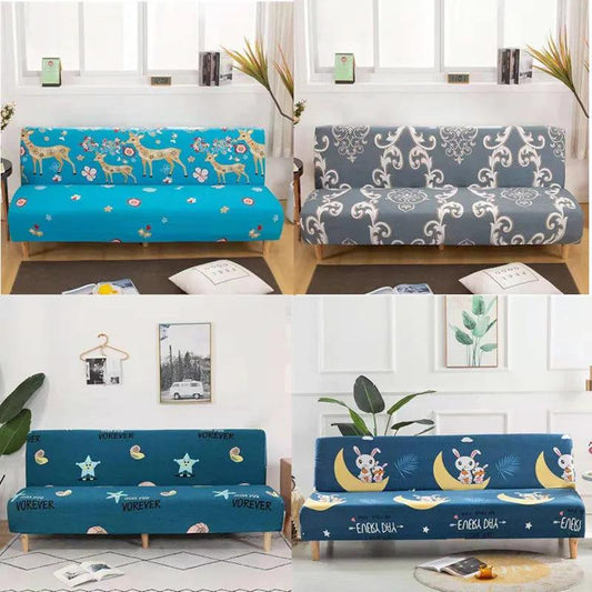 Plush Fabric Fold Armless Sofa Bed Cover Folding Seat Slipcover Thicker Covers Bench Couch Protector