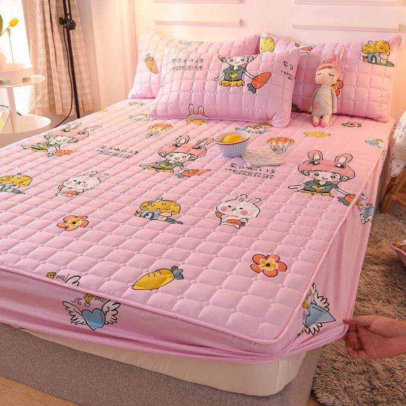 Breathable Bed Sheet Bedspread One-piece Non-slip Fixed Mattress Cover Thick Quilted Dust-proof Bedspread Cover Protective Cover