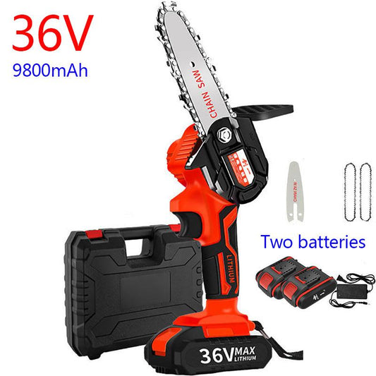 36V Electric Chain Saw Set Cordless Pruning Saw 20cm Handheld Logging Saw  with 2 Batteries and Tool Box