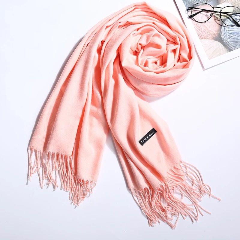 Scarf Women Thick Warm Shawls Wraps Lady Solid Cashmere Scarves With Tassels