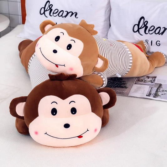 Children's Plush Toys Cute Striped Clothes Monkey Plush Dolls Bed Sleep Plush Doll Pillow Children's Birthday Presents