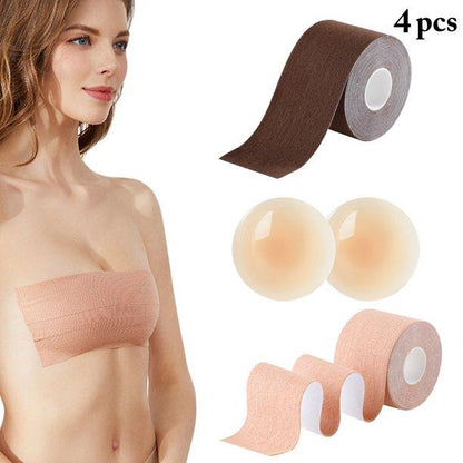 2 Pcs Breast Lift Tape Nipple Covers Waterproof Athletic Body Tape Push Up Lifting Tape Fit for Any Type of Clothing and A-E Cup