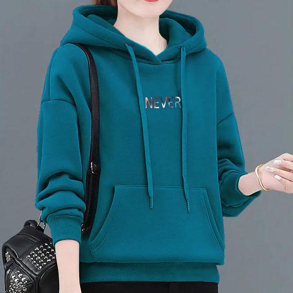 Women's Thickened Hoodies Women's Winter Warm Hoodies Solid Color Printed Mother's Slim Loose Versatile Tops