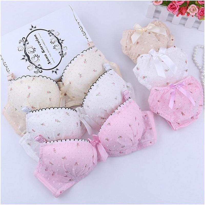 Underwear Women's Summer Thin Girls' Bras Have Steel Rings and Small Chests During The Development Period Underwear Is Light and Breathable