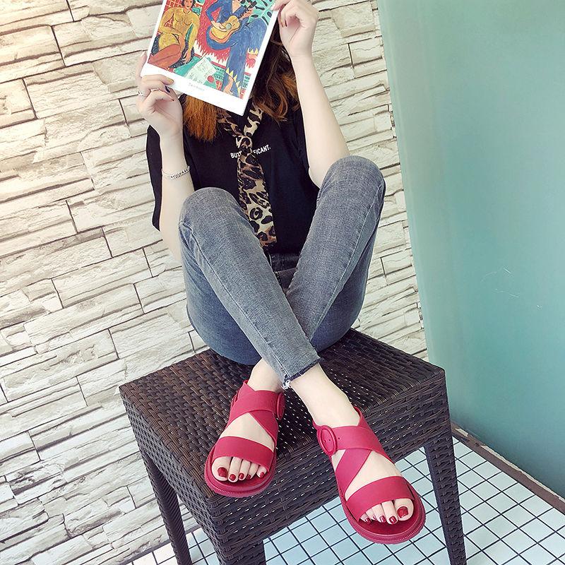 Simple Open-toed Flat Casual Sandals Women's Summer Buckle Belt All-match Women's Shoes Casual Home Outdoor Wear