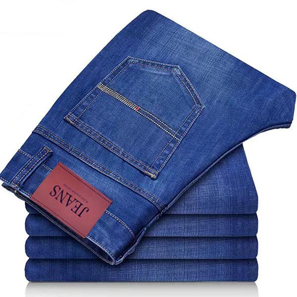 Men's Spring and Autumn Long Denim Pants Loose Straight Fit Slim Stretch Casual Large Size Jeans