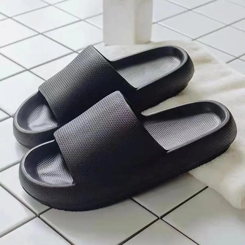 Step on Shit Thick Bottom Sandals and Slippers Couples Deodorant Soft Bottom Slippers Men's Summer Home Beach Shoes Ladies Non-slip Bath Flip-flops