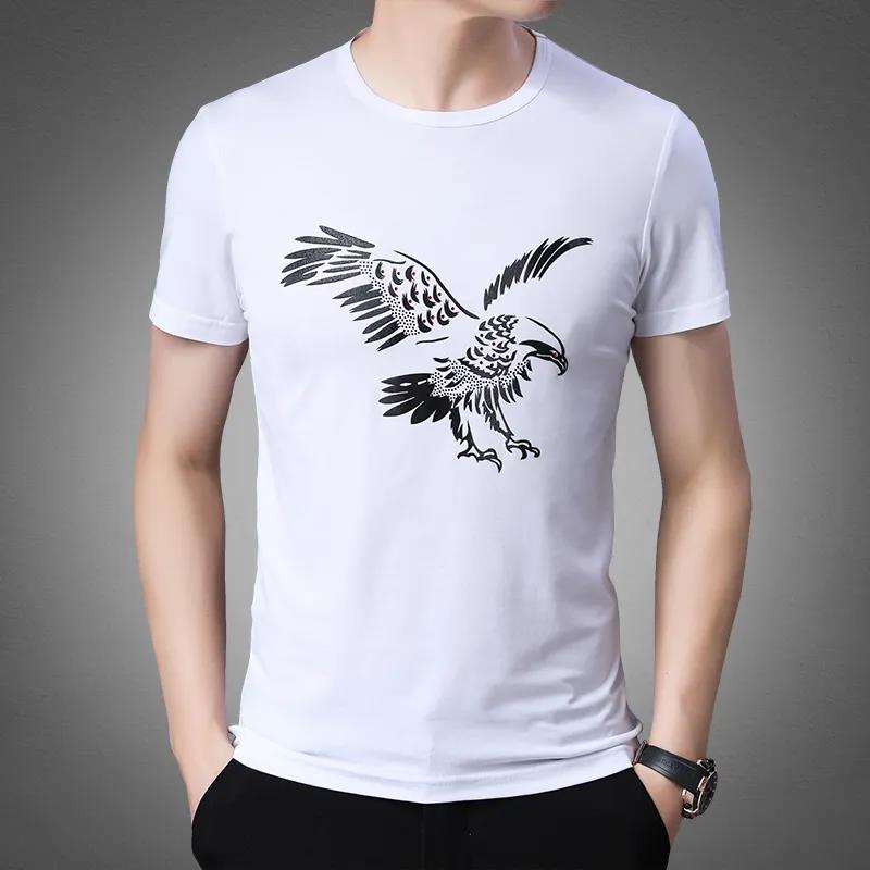 Summer Men Shirt Tees Eagle Print Casual T-shirt Half Sleeve Overshirt Loose Comfortable Pullover