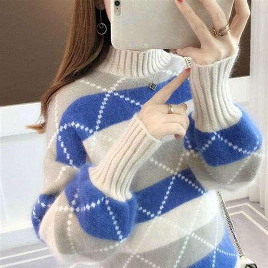 Warm Sweater Winter Ladies Sweater Long-sleeved Large Size Sweater Round Neck Sweater Cashmere