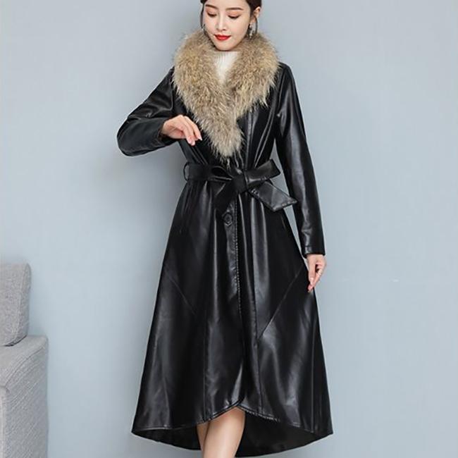 Winter Women's Fur Coat  Plush Thickening Medium Length Women's Leather Coat Slim Closing Woman Parka Coat